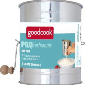 GoodCook PROfreshionals 3-Cup Silver Metallic Flour Sifter with Wood Crank Knob