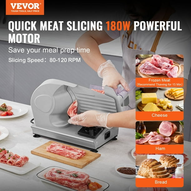 KFFKFF 180W Electrical Meat Deli Slicer with 7.5-Inch SUS420 Blade