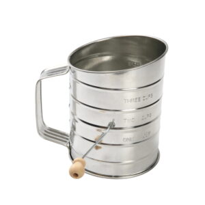 Mainstays Stainless Metal 3-Cup Hand-Crank Flour Sifter with Beechwood Deal with – Silver