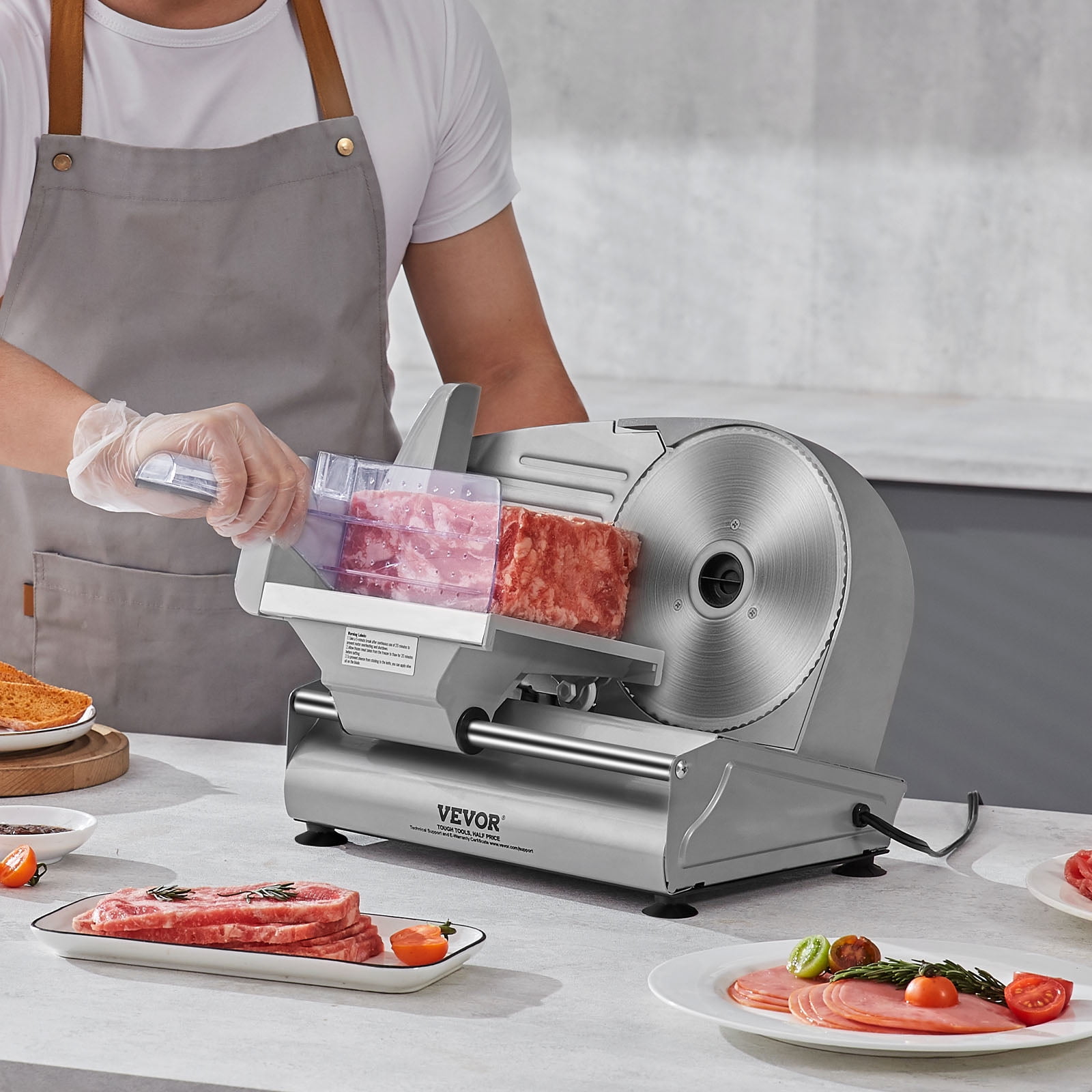 SKYSHALO 180W Electrical Meat Slicer – Business Deli Meals Slicer with 7.5-Inch SUS420 Blade for Meat, Cheese, and Bread