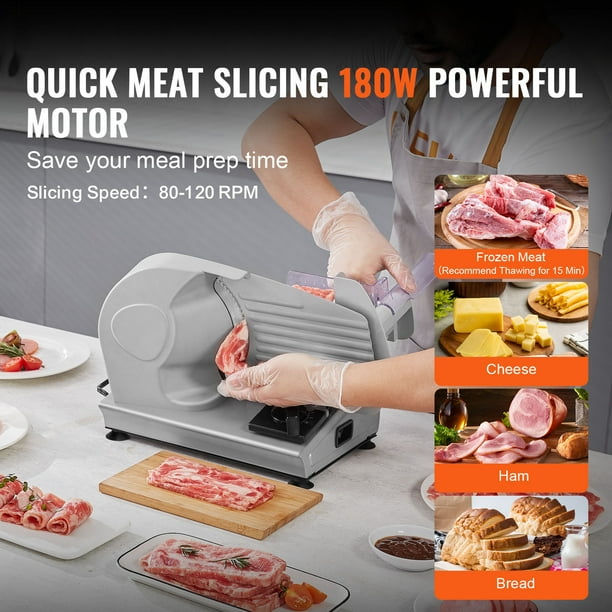 SKYSHALO 180W Electrical Meat Slicer - Business Deli Meals Slicer with 7.5-Inch SUS420 Blade for Meat, Cheese, and Bread